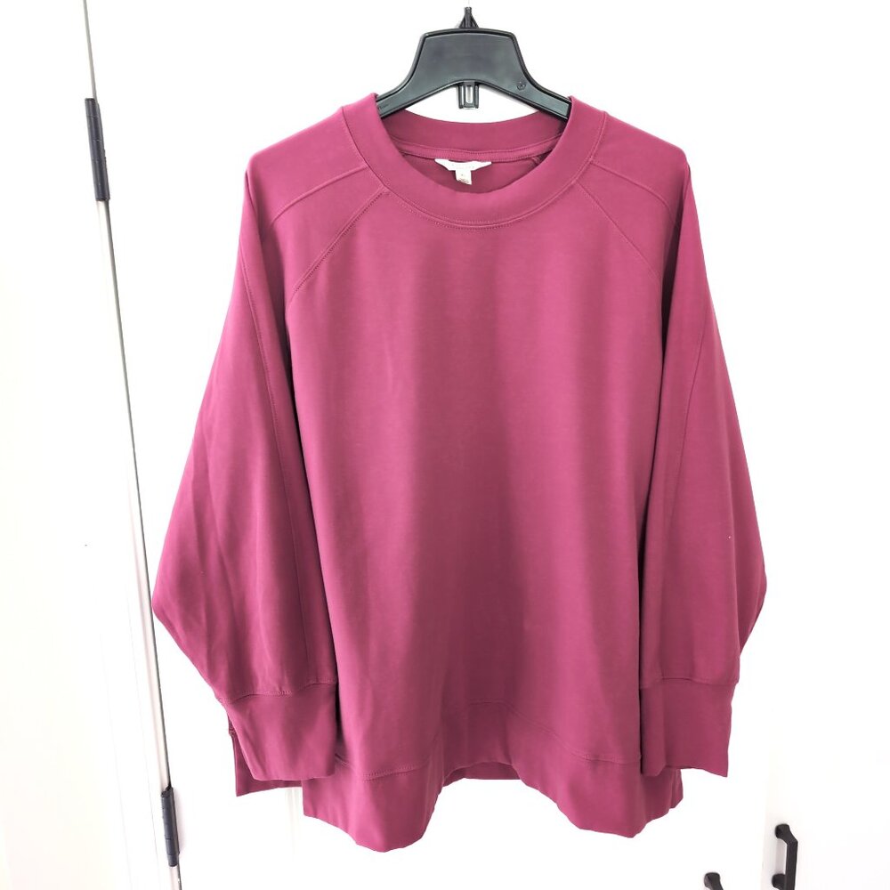 Earth Yoga Sweatshirt Women's XL Fleece-lined Thumbholes Rose Pink